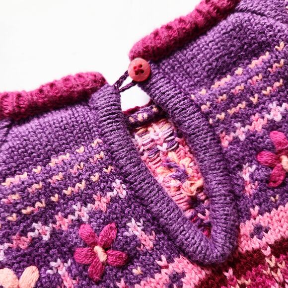 Vintage 1990s Carter’s Toddler Girls Fair Isle Sweater – Pink & Purple - Size 2T - Picture 7 of 9